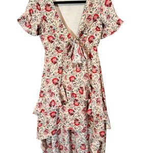 NWT Nasty Gal Floral V Neck Playing for Flower hi Low Midi Dress Size 2